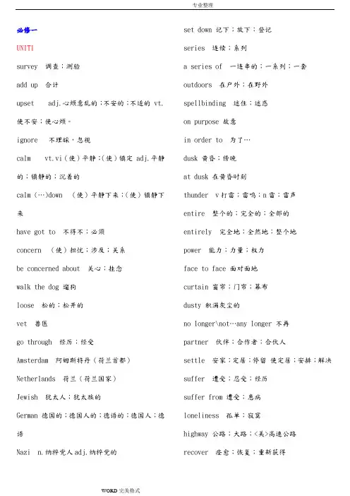 必背人版高中英语单词表[必修1至选修8