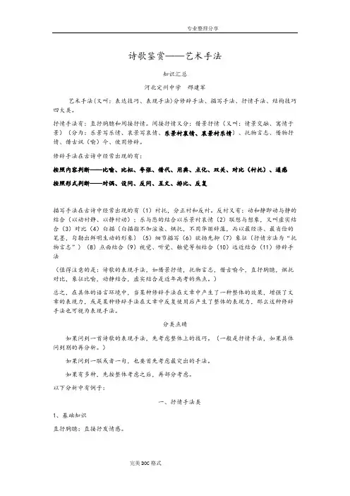 诗歌鉴赏艺术手法总结