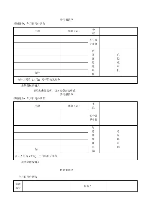常用费用报销单格式