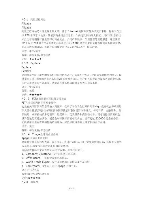 全球十大电子商务B2B网站排行榜