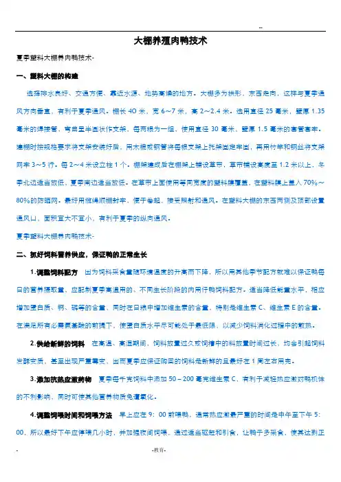 大棚养殖肉鸭技术