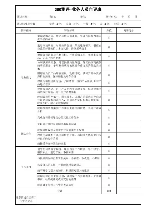 360测评-业务人员自评