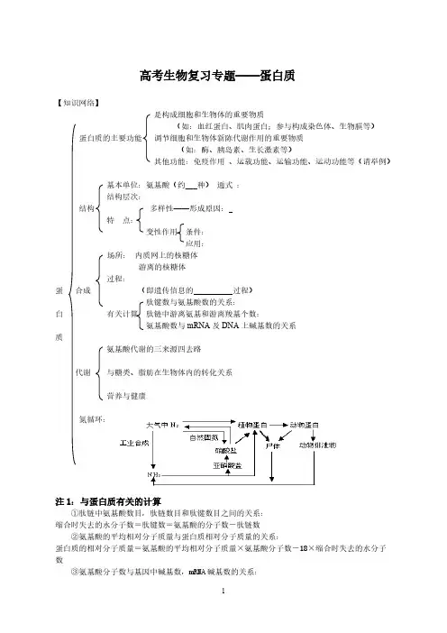 【VIP专享】高考生物复习专题——蛋白质
