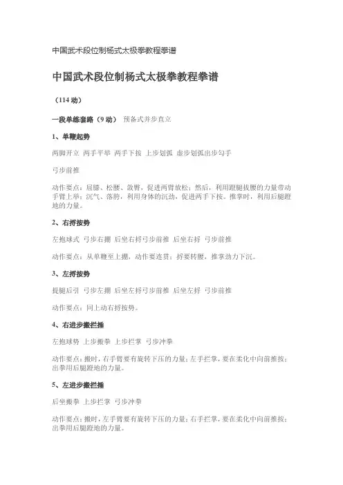中国武术段位制杨式太极拳教程拳谱