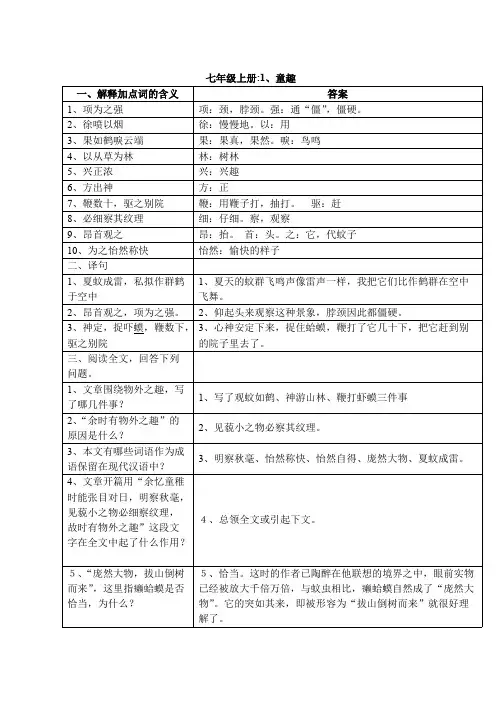新人教版初中阶段所有文言文复习资料含答案