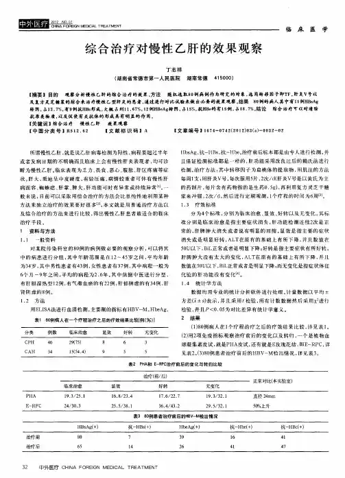 综合治疗对慢性乙肝的效果观察