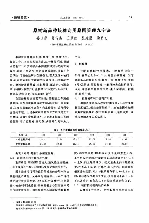 桑树新品种接穗专用桑园管理九字诀