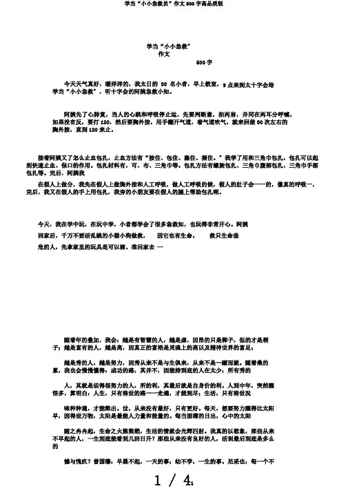 学当“小小急救员”作文500字高品质版
