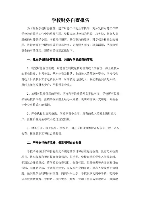 学校财务自查报告 2