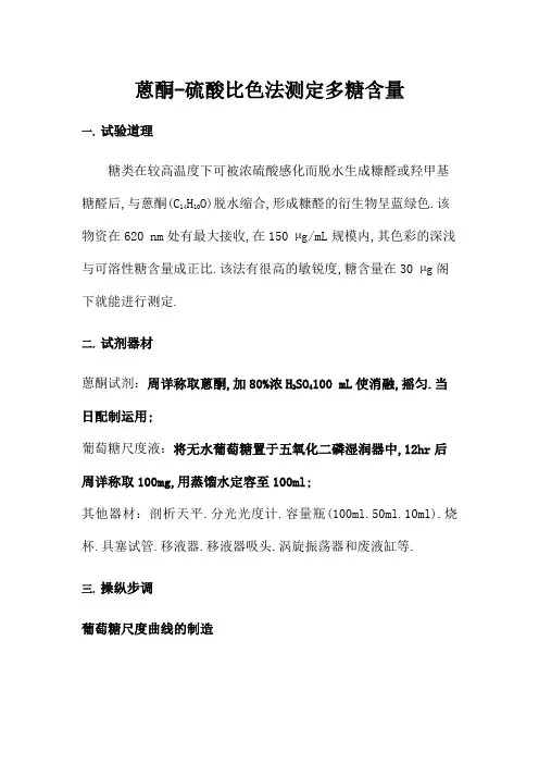 蒽酮-硫酸比色法测定多糖含量