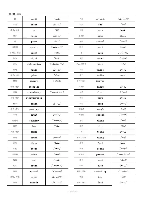 上海版牛津英语4B单词(含音标)与短语整理