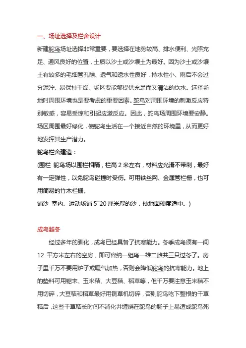 鸵鸟饲养管理要点