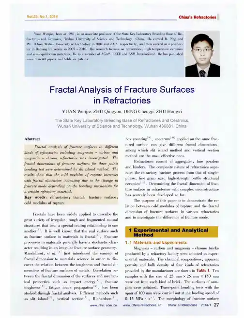 Fractal Analysis of Fracture Surfaces in Refractories