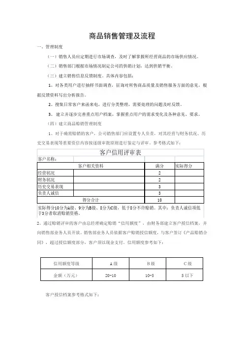 商品销售管理及流程