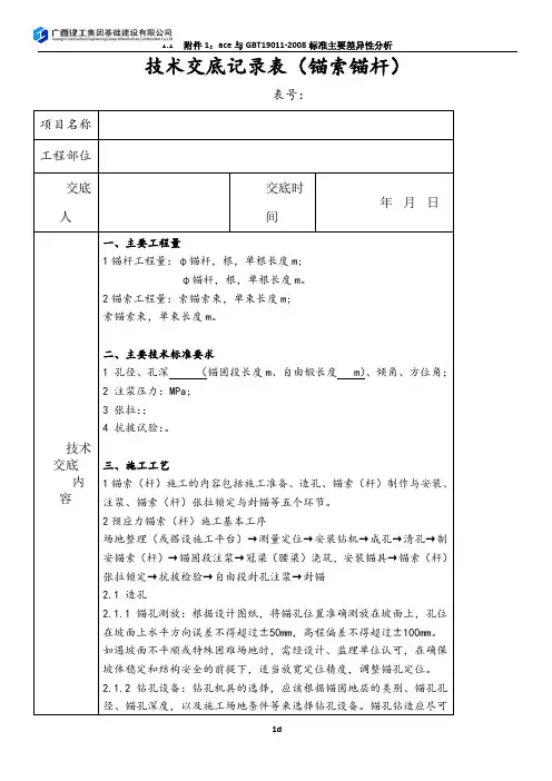技术交底记录表(锚杆锚索)