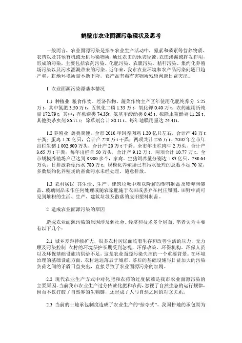 鹤壁市农业面源污染现状及思考