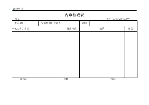 某医疗器械公司内审检查表