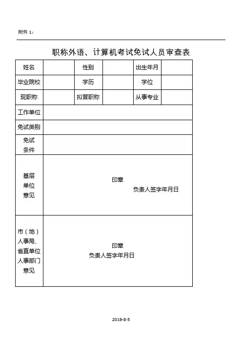 中级职称评审目录表