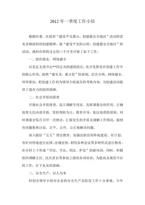 2010年一季度工作小结