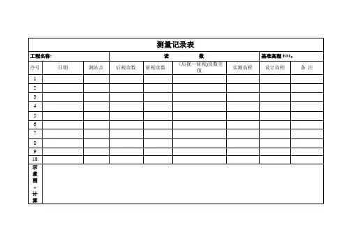 测量记录表(水准仪)