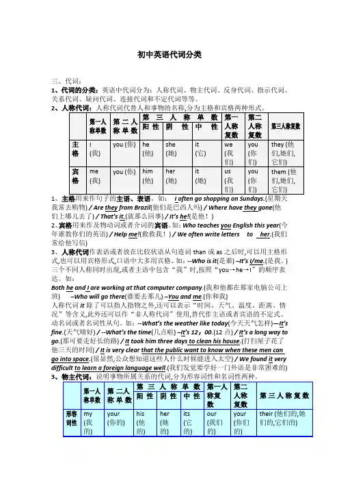 英语代词分类