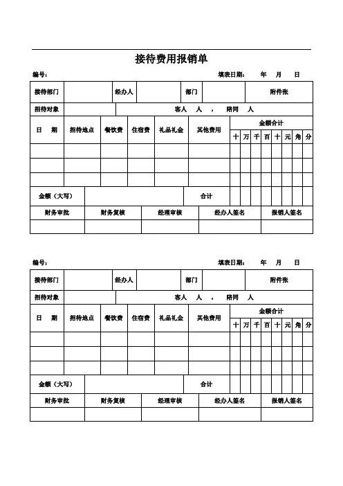 接待费用报销单