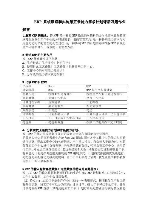 ERP系统原理和实施第五章思考和练习