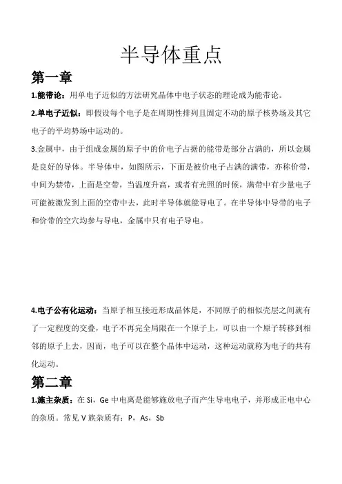 半导体物理重点