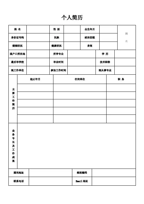 HR标准个人简历