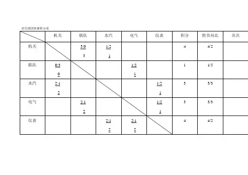 羽毛球团体赛积分表