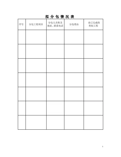 拟分包情况表