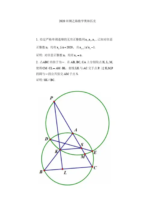 2020年丝绸之路数学奥林匹克高中数学试题(pdf版,无答案)