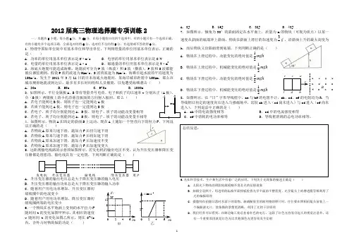 2012届高三物理选择题专项训练2_