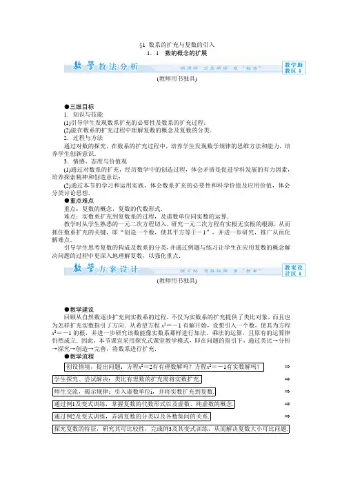 5.1.1数的概念的扩展 教案(北师大版选修2-2)