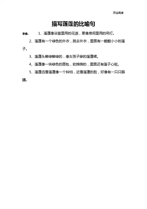描写莲蓬的比喻句
