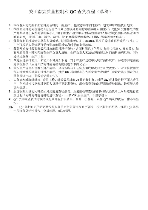 关于服装质量控制和QC查货流程(草稿)