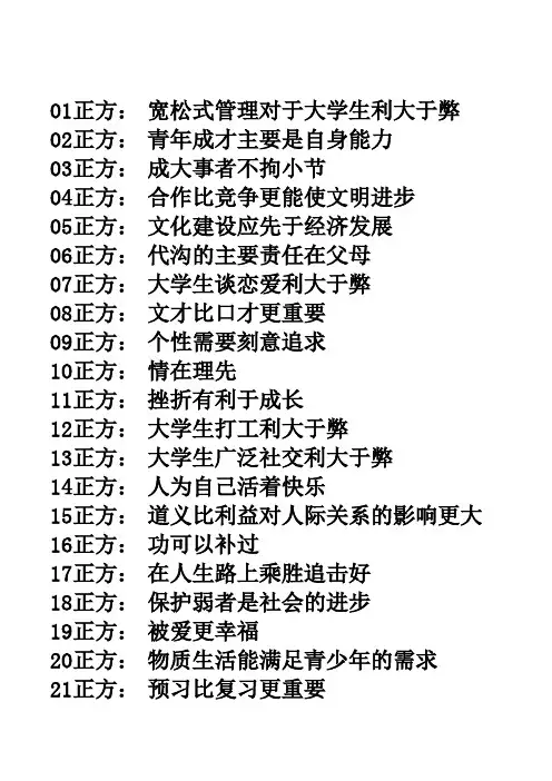 辩论赛辩题(全)