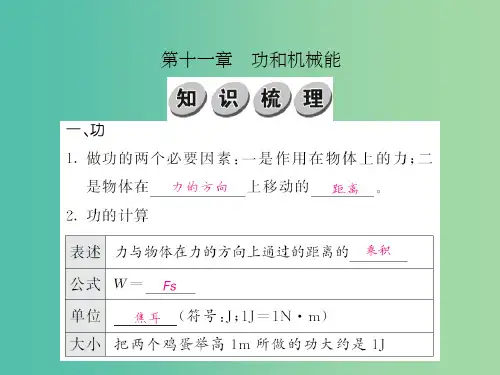 中考物理 第十一章 功和机械能基础训练复习 新人教版