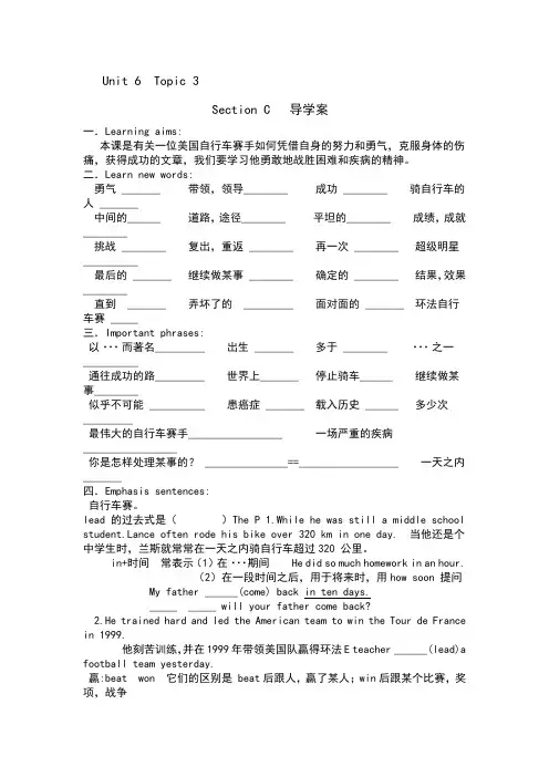 八年级下册Unit 6  Topic 3