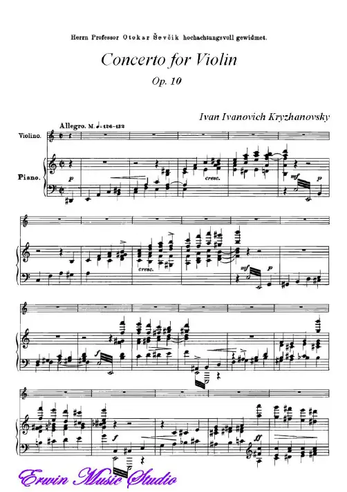 Piano 伊万·伊万诺维奇·克利察诺夫斯基《小提琴协奏曲》小提琴曲谱+钢琴伴奏曲谱Ivan Iva