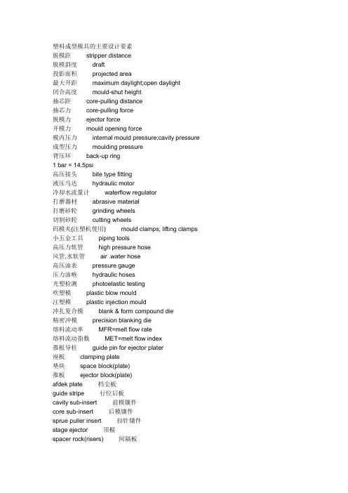 模具专业中英对照