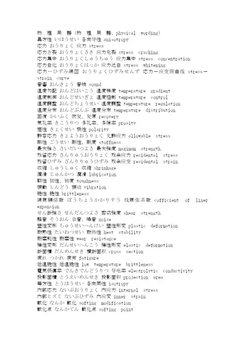物理日语化学日语