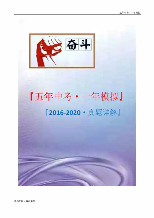 五年真题语文一年模拟：字形  初中学业水平考试题2016-20年详解(江苏)(解析版)