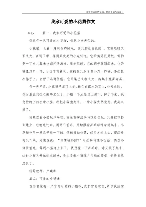 我家可爱的小花猫作文