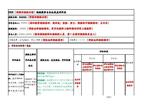 某课程教学目标达成度评价表