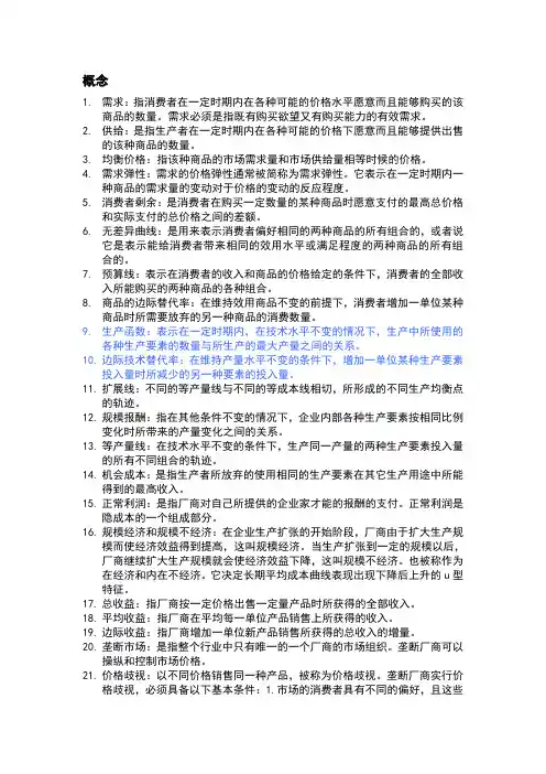 微观经济学重点