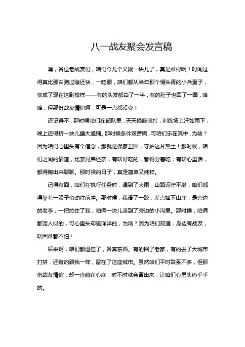 八一战友聚会发言稿