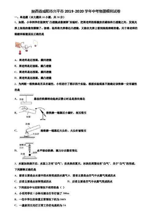 【附15套中考模拟试卷】陕西省咸阳市兴平市2019-2020学年中考物理模拟试卷含解析