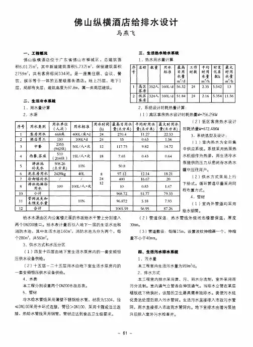 佛山纵横酒店给排水设计