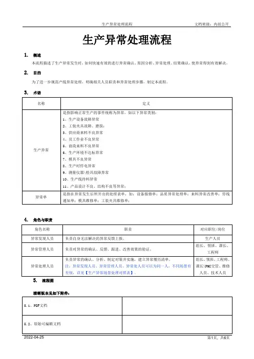 生产异常处理流程[模板]